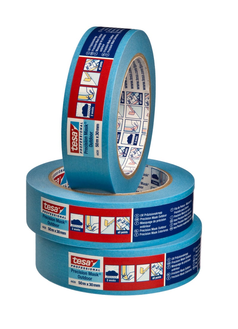 tesa 04439-00003-00 Precision Outdoor, Razor Sharp Edge Masking Tape for Painting and Decorating Outside, Residue Free Removal, 50m x 38mm - Image 5